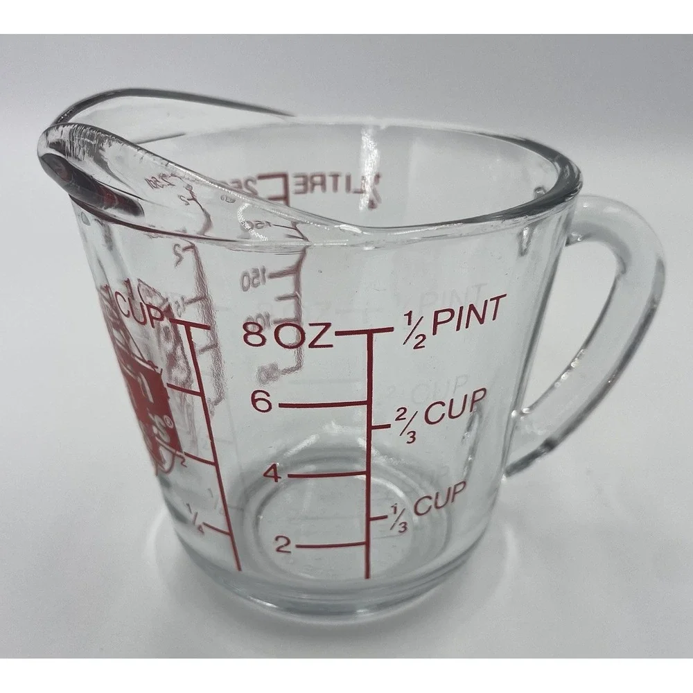Vintage ANCHOR HOCKING OVEN BASICS- 1 CUP Glass Measuring Cup-#496 EXCELLENT